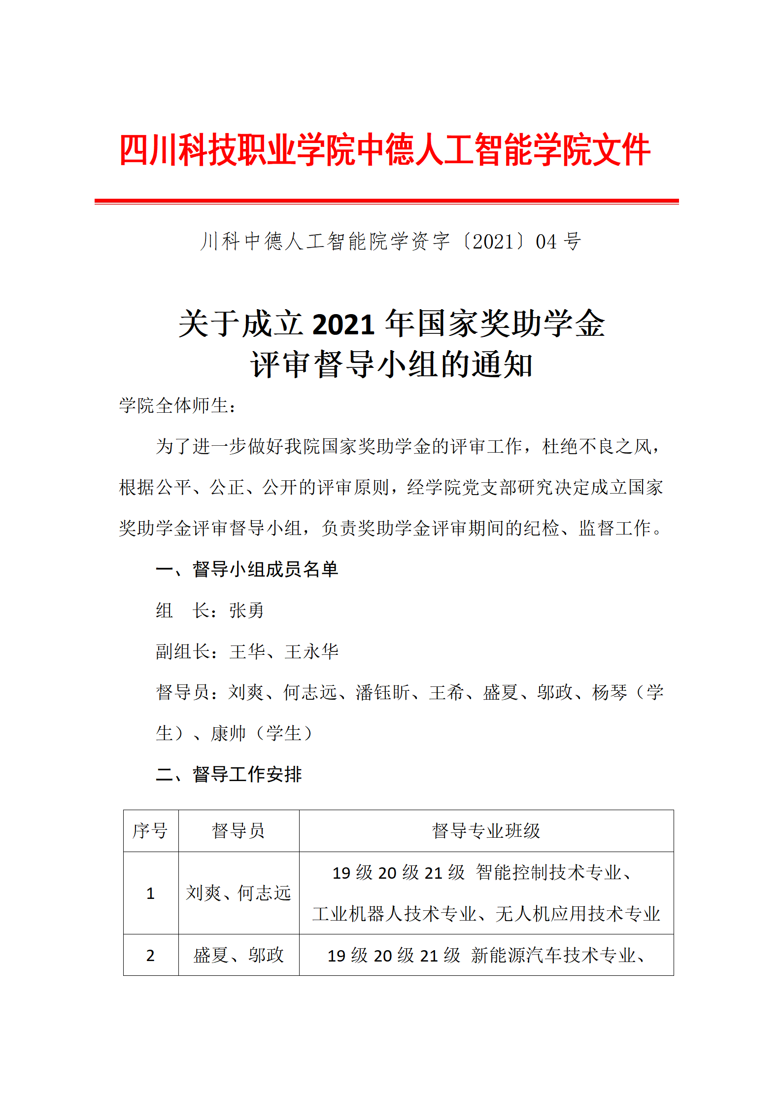 关于成立20201年国家奖助学金 评审领导小组的通知(图2)
